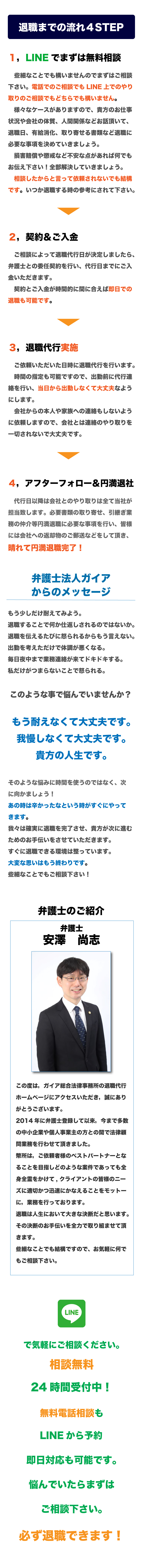 弁護士法人ガイアの退職代行４ステップ。